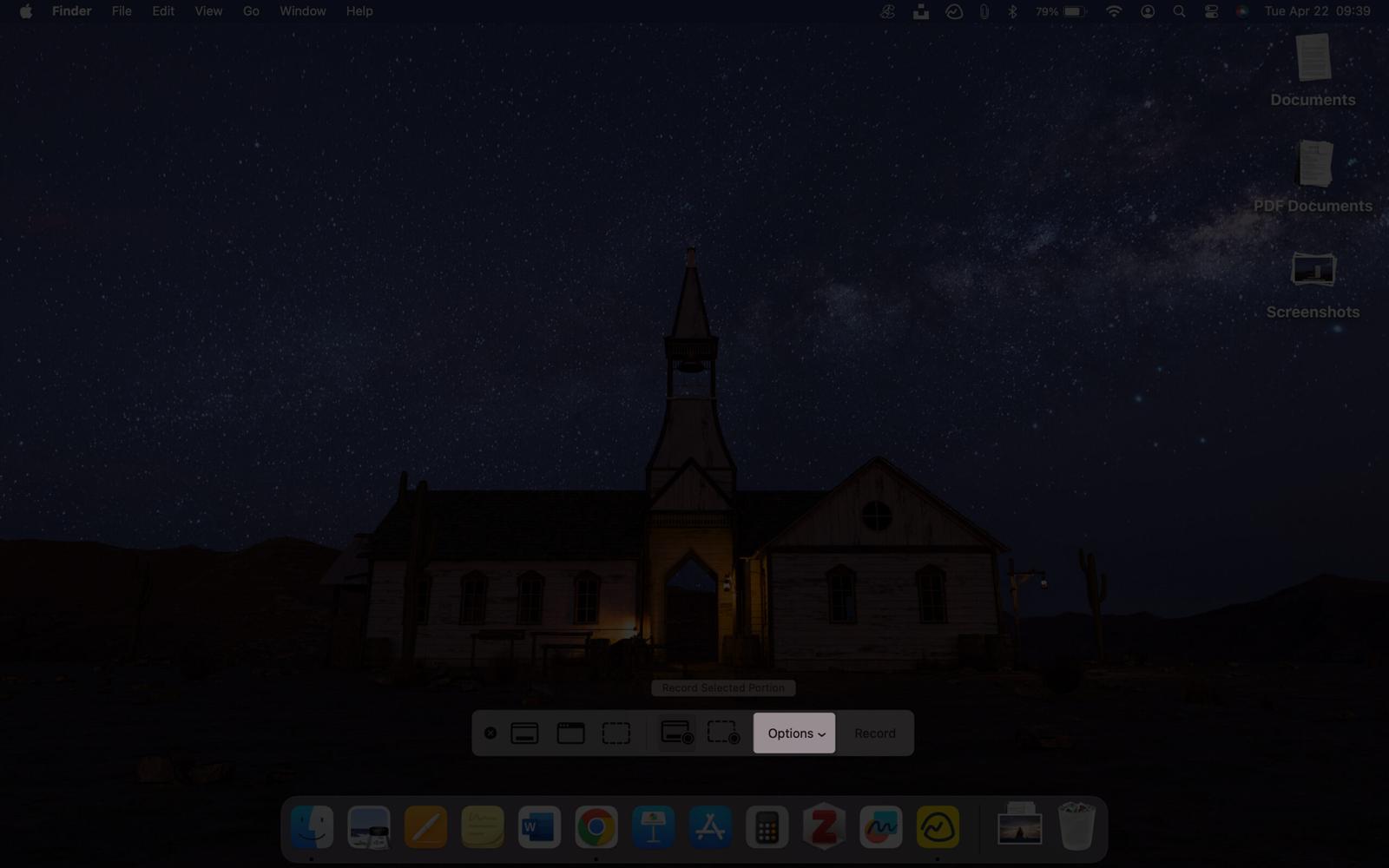 Use shortcut key to start screen recording on the Mac