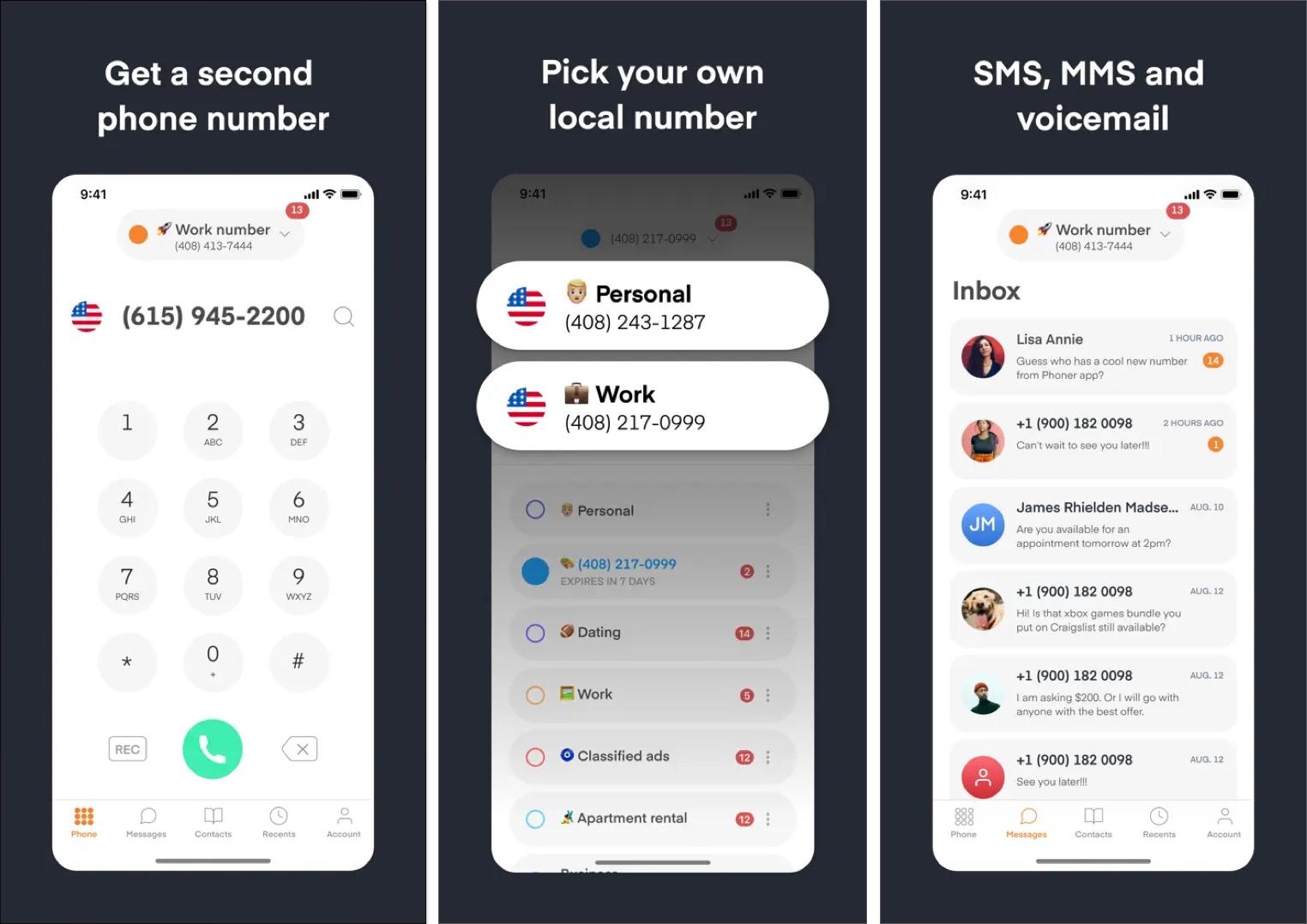 Phoner second phone number app