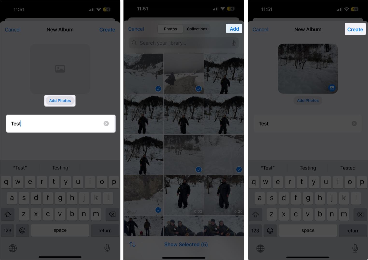 Add photos to create photo memory manually on Photos App iPhone
