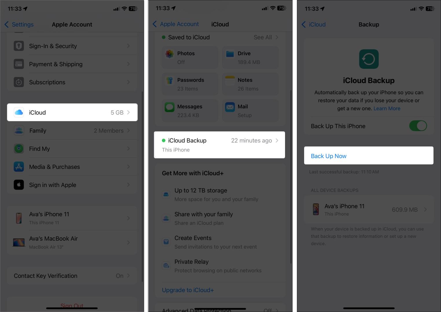 Back up iphone to iCloud before factory reset