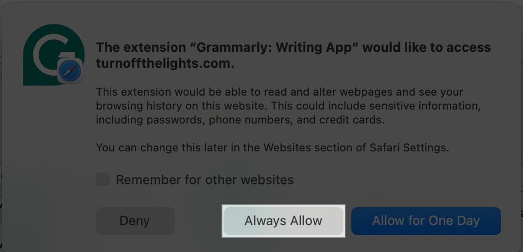 Click Always Allow if prompted in on Mac
