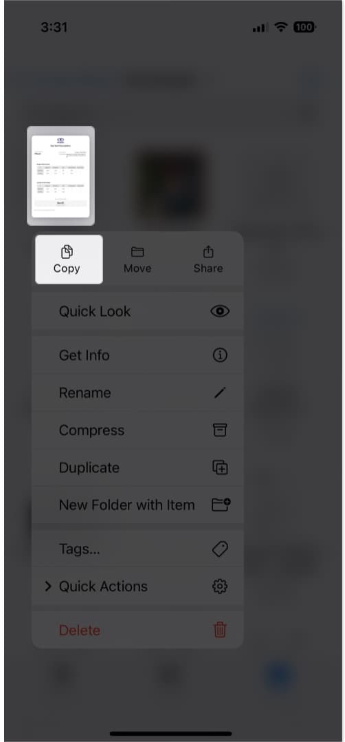 Copy file from iPhone or iPad using clipboard