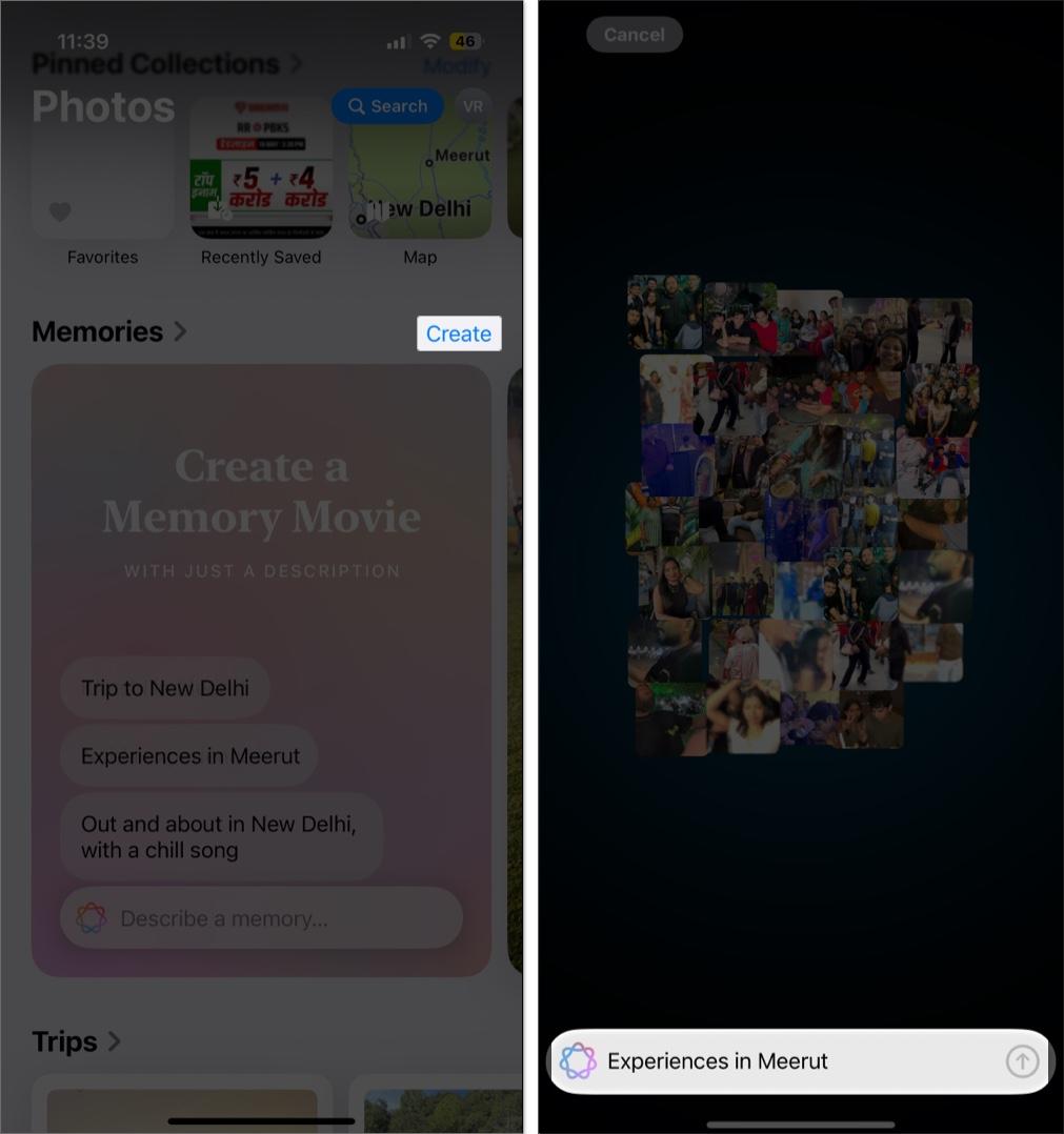 Create a memory movie on apple intelligence in iPhone Phots App