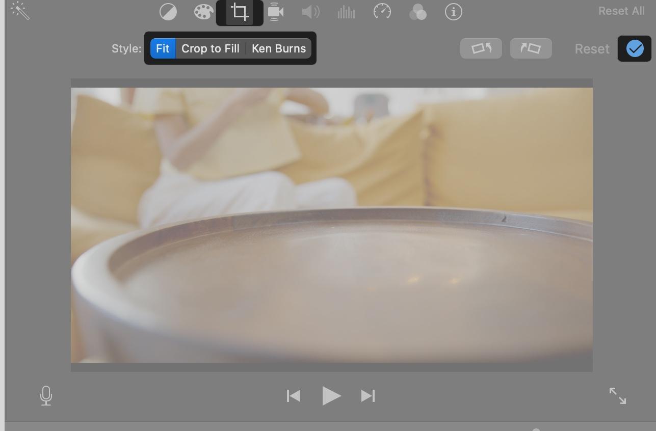 Crop tool in iMovie on Mac