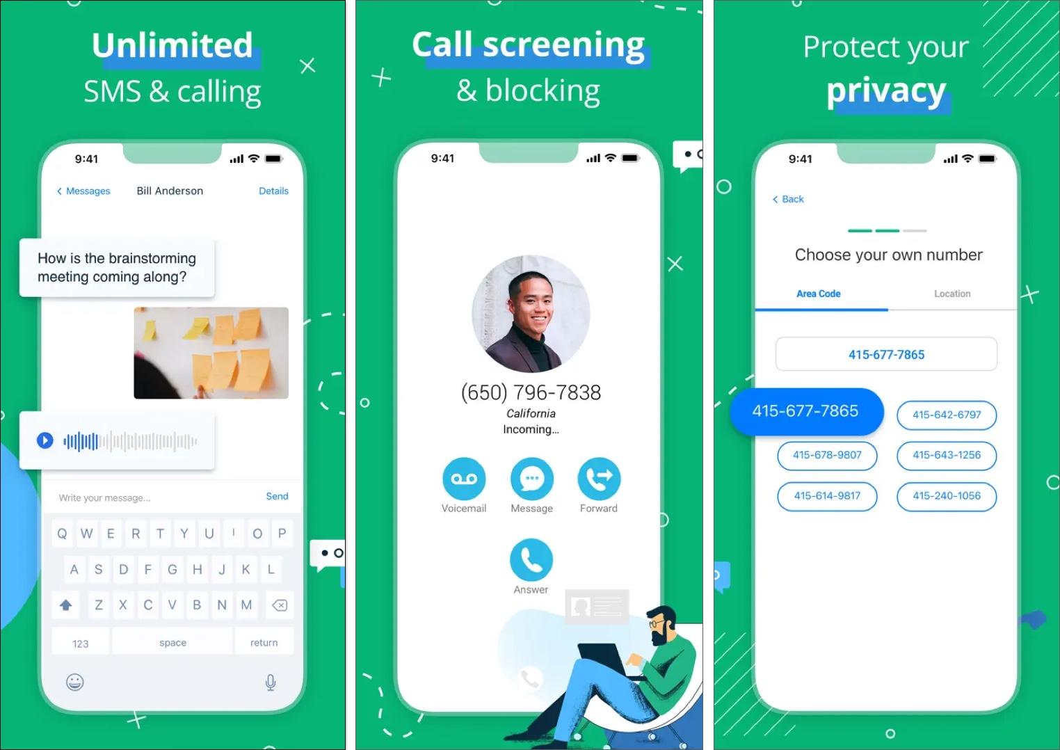 Line2 second phone number app