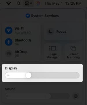 Open display settings from control center on Mac