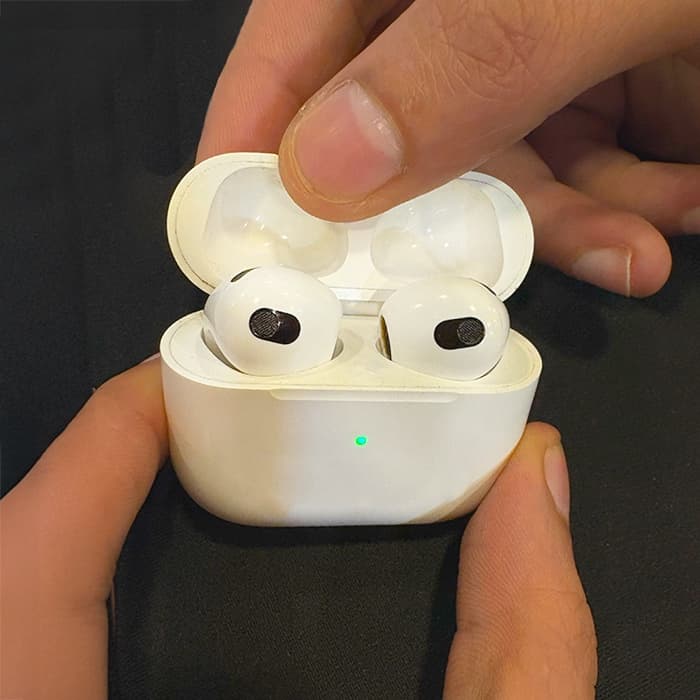 AirPods with the charging case open.