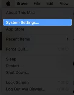 Open system settings on Mac
