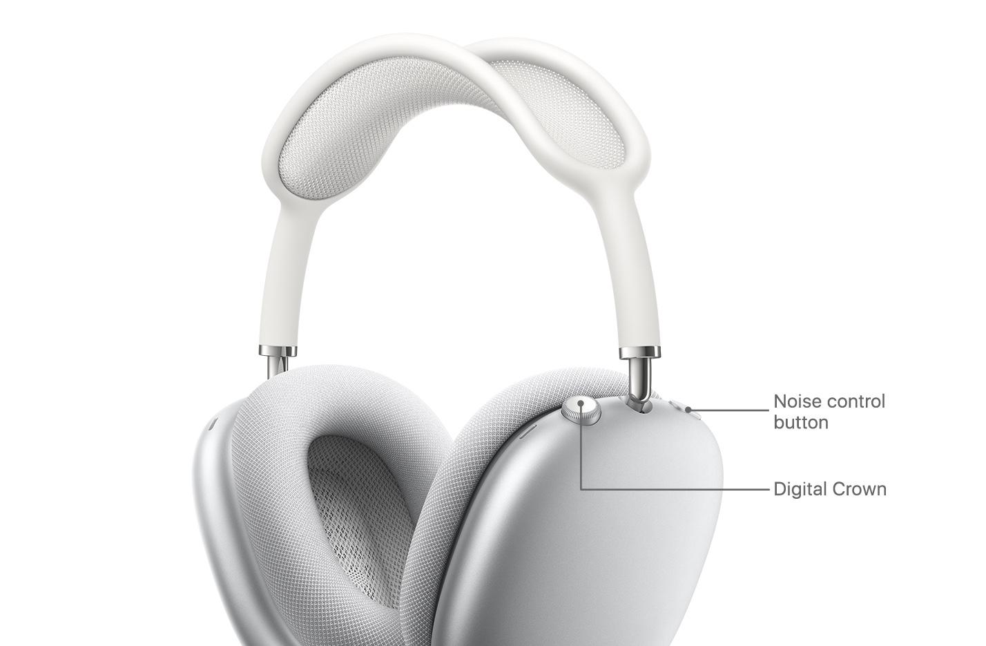 AirPods Max with Noise Control Button and Digital Crown.