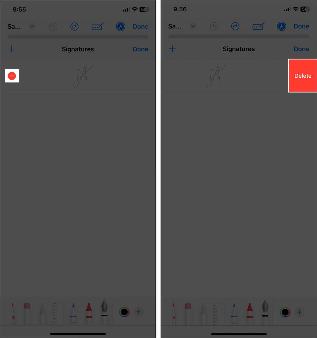 Remove signature from the file on iPhone