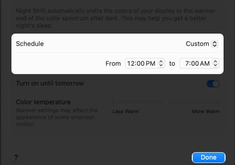 Schedule night shift on Mac