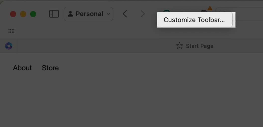 Select customize tool bar and drag the extension on Mac