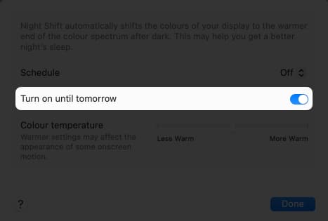 Turn on night shift mode on Mac