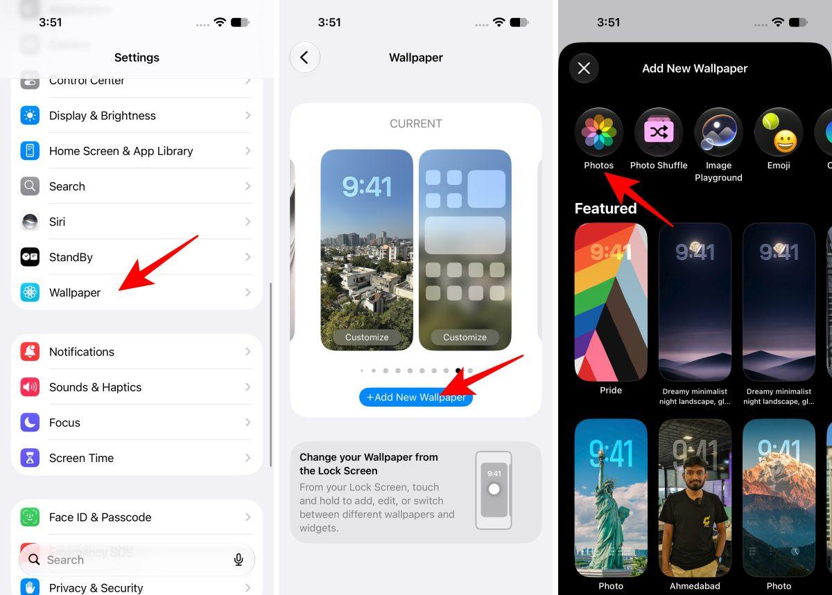 Open Settings and Add New Wallpaper