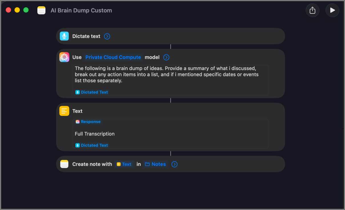 Turn Brain Dumb into notes with Apple Intelligence 