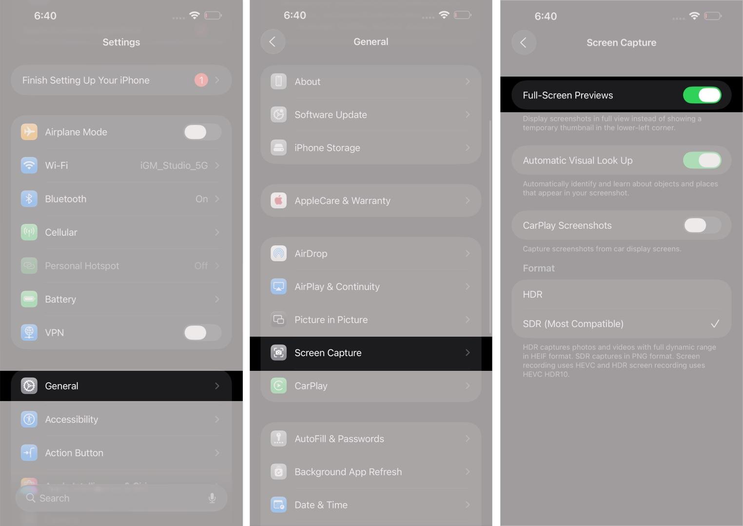 Turn Off Full-Screen Screenshot Previews in iOS 26.