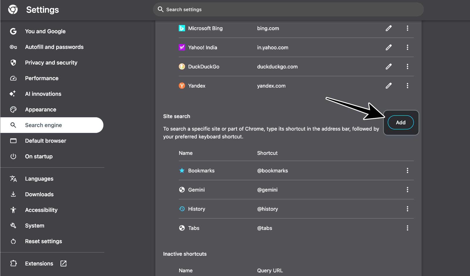 add beside site search