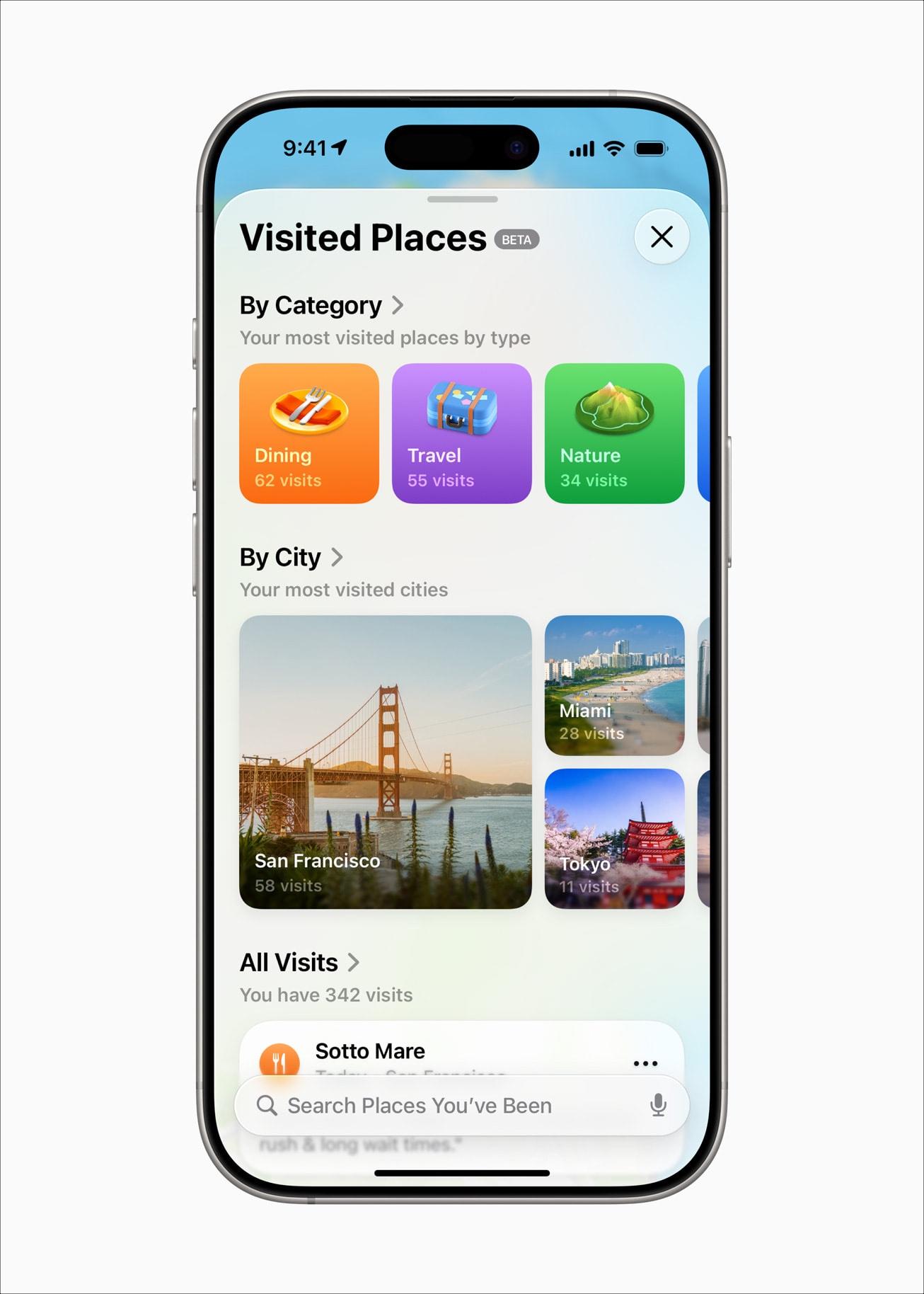 Apple map visited place on iOS 26