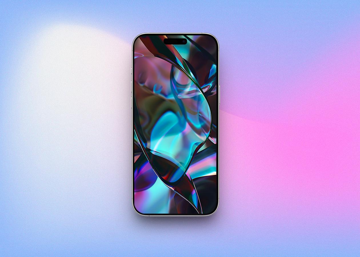 Blue Purple Abstract Art Liquid Glass Wallpaper for iPhone