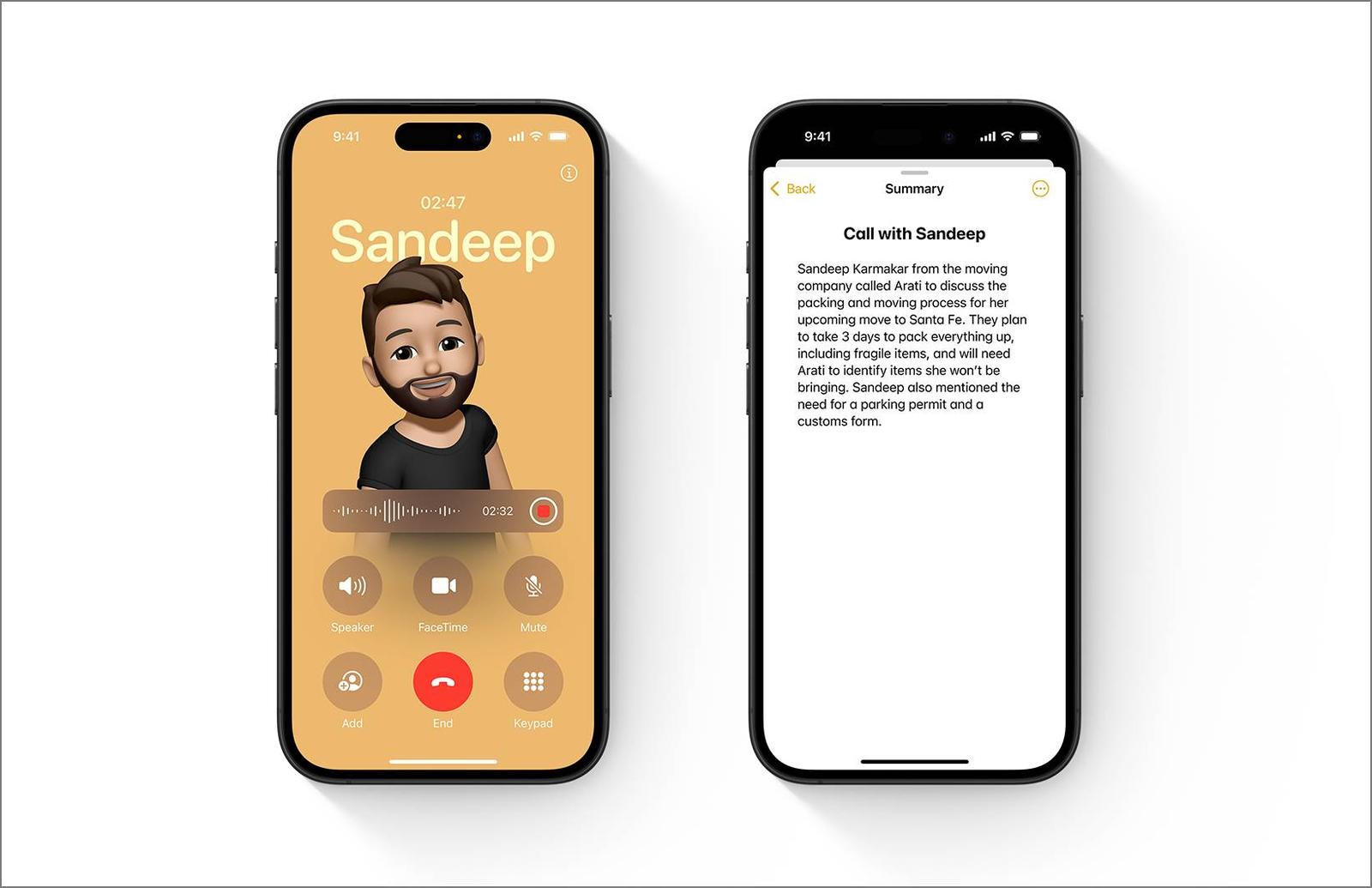 Call recording Apple Intelligence