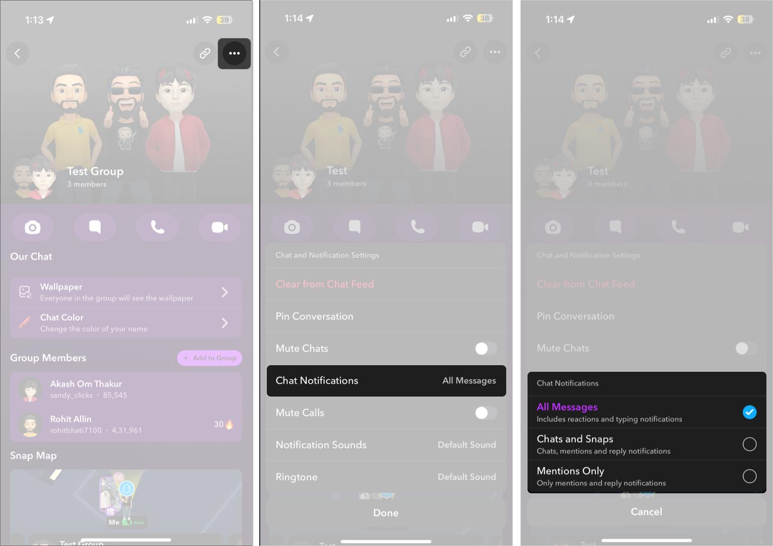 Change chat notification settings on Snapchat
