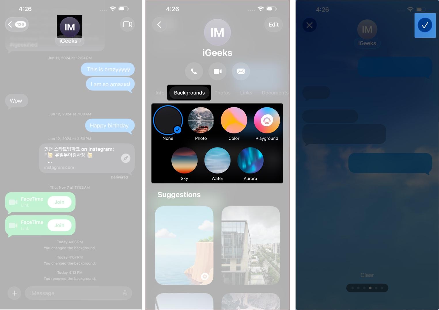 Change iMessage background on iPhone or iPad