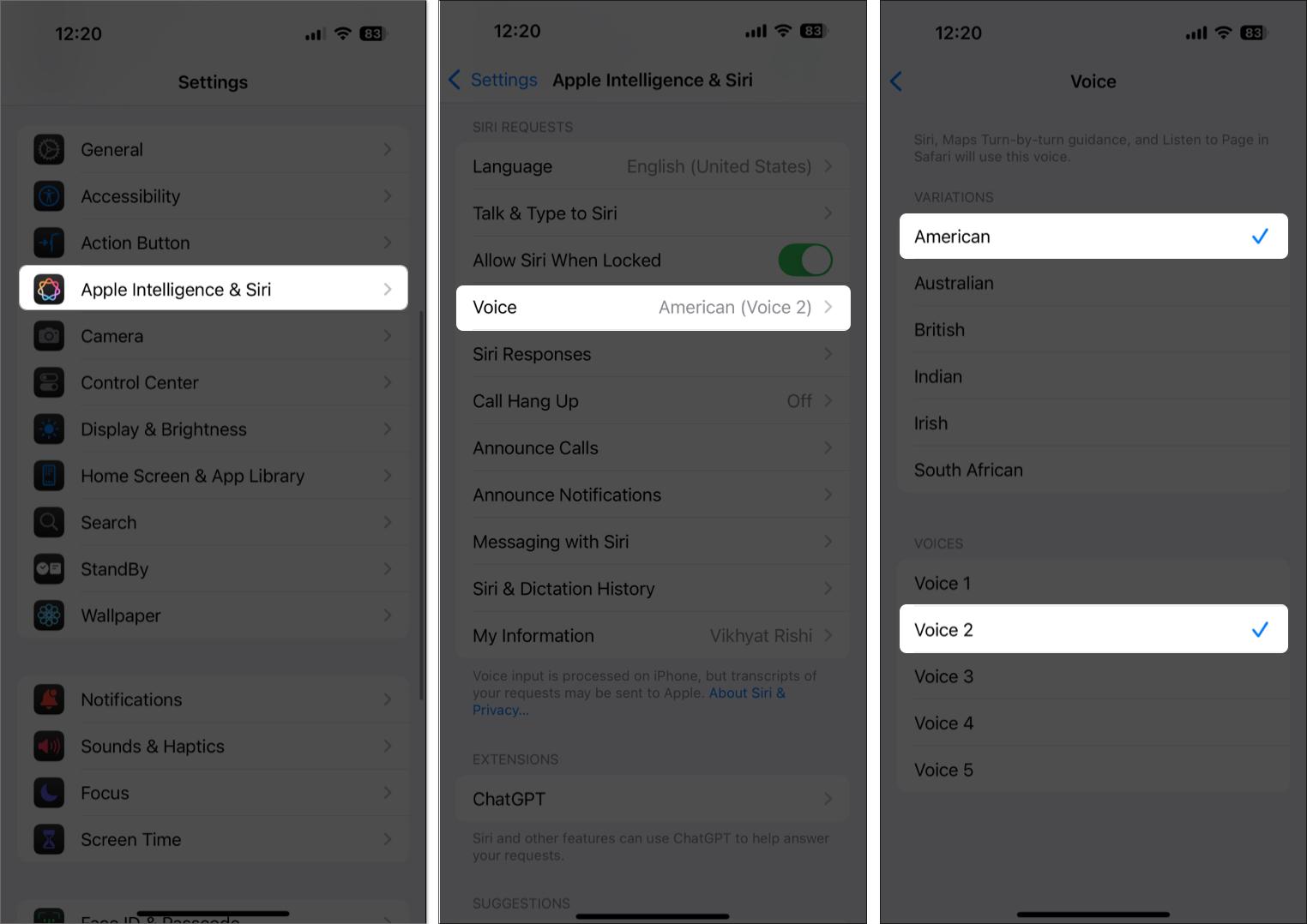 Change Siri voice on iPhone