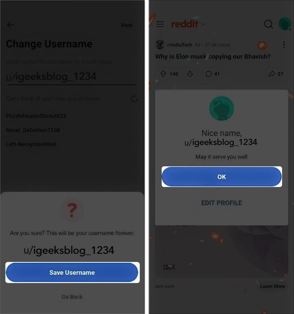 Change username on Reddit on iPhone