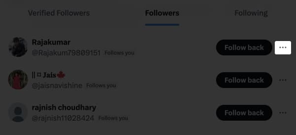 Click the three dots next to a follower