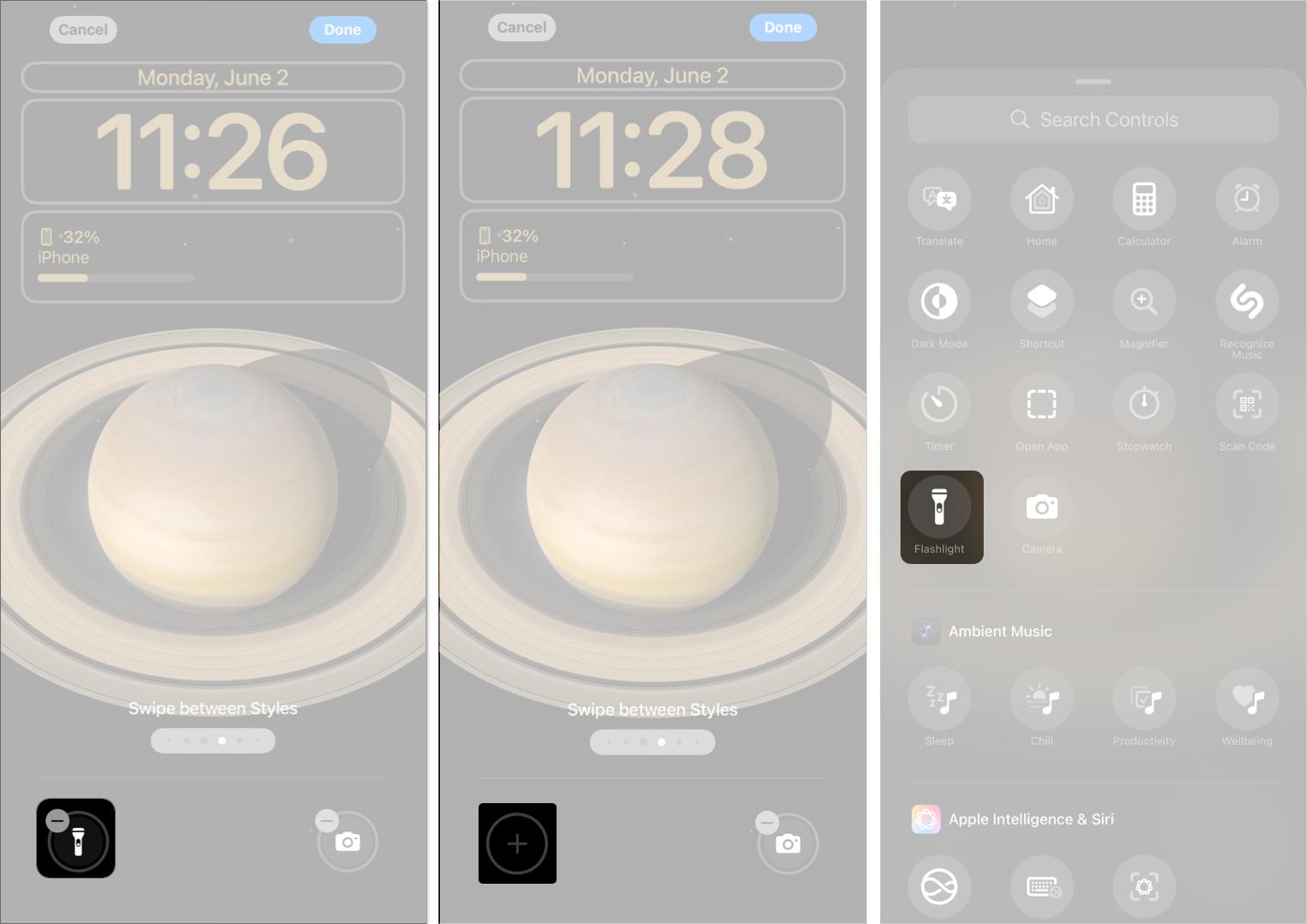 Customizing or removing the flashlight from the lock screen on iPhone