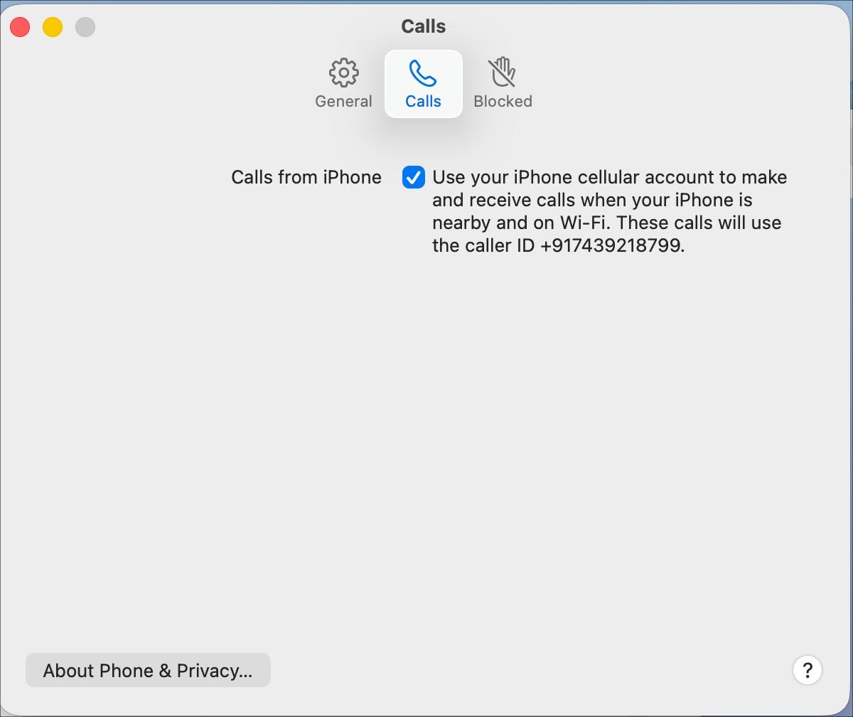 Enable call from iphone on MacOS 26