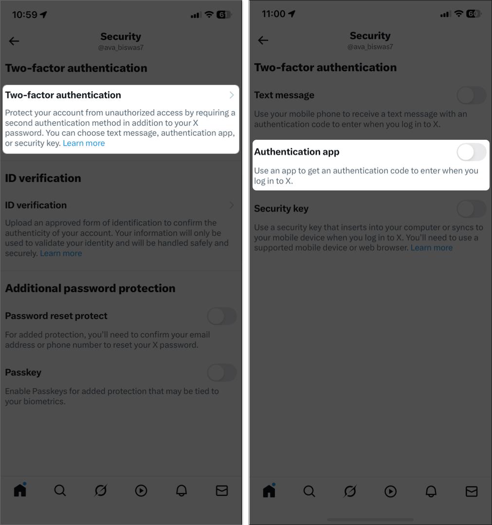 Enable two factor authentication