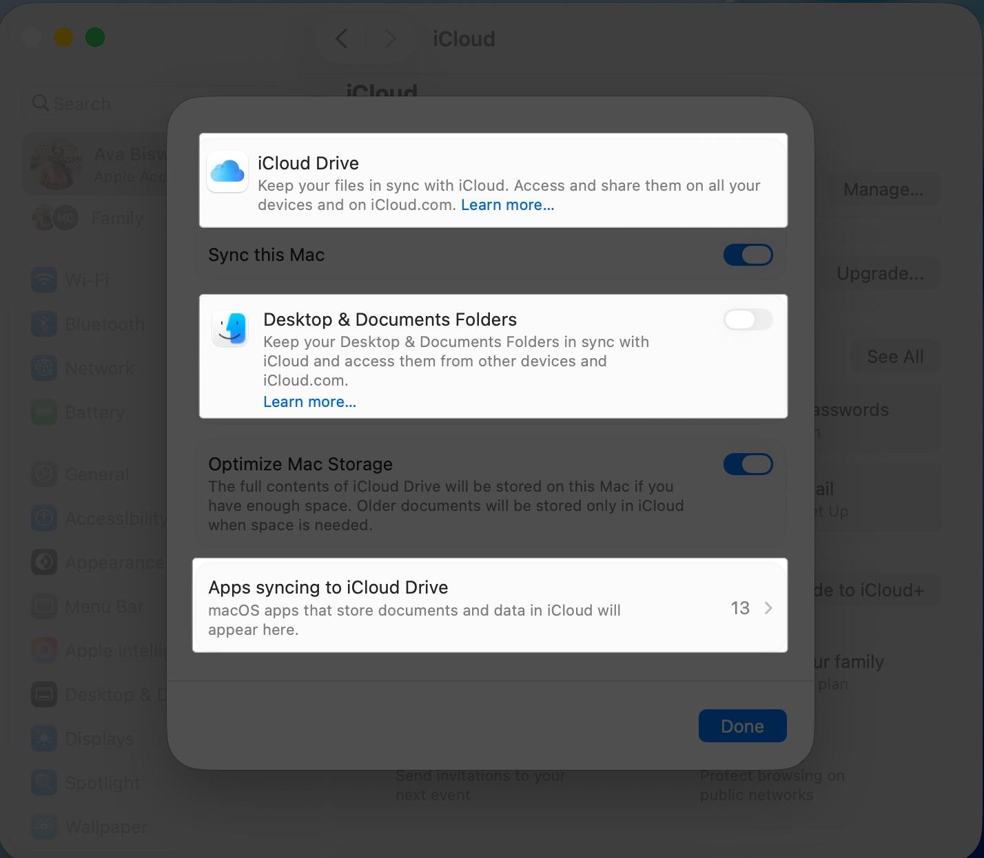 iCloud backup in mac