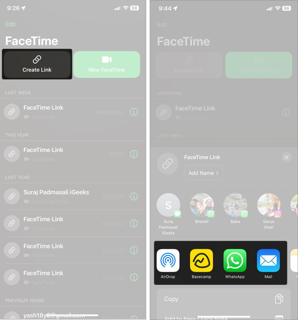 Make FaceTime call using FaceTime link on iPhone