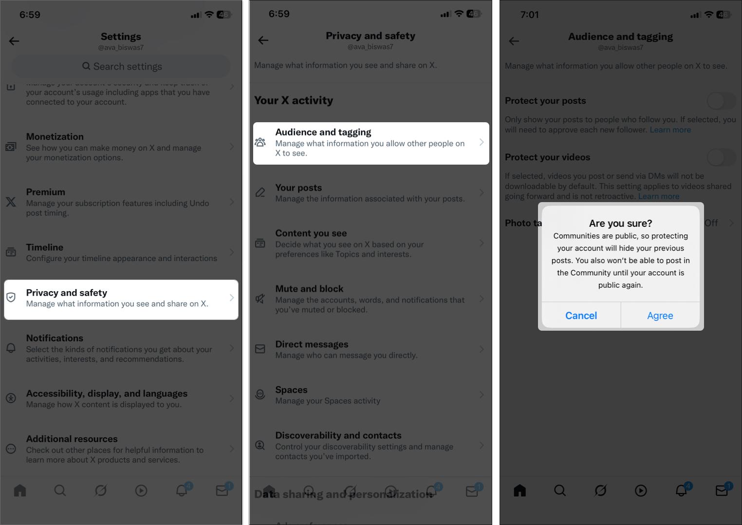 Make your X account private