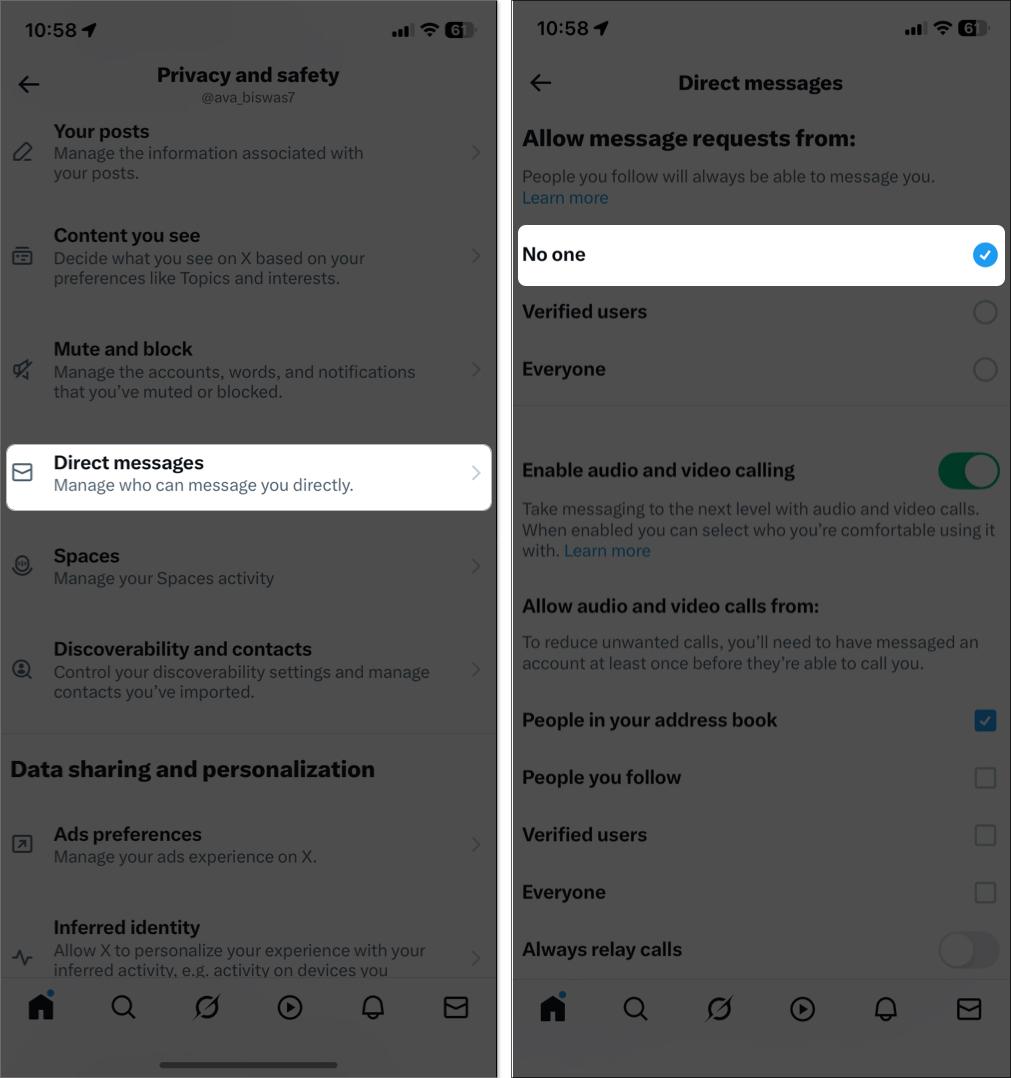 Managing direct messages