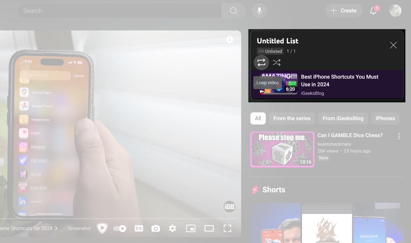 Manually edit the youtube url for infinite replay on Mac