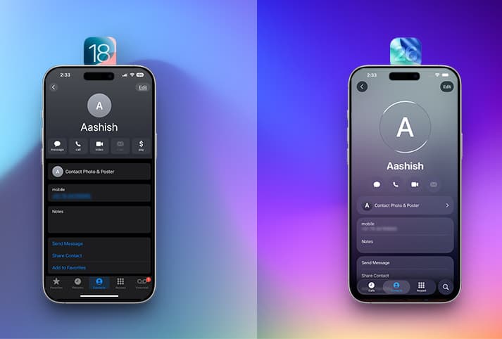 New ui in phone app on iOS 26