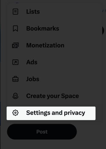 Open settings and privacy option