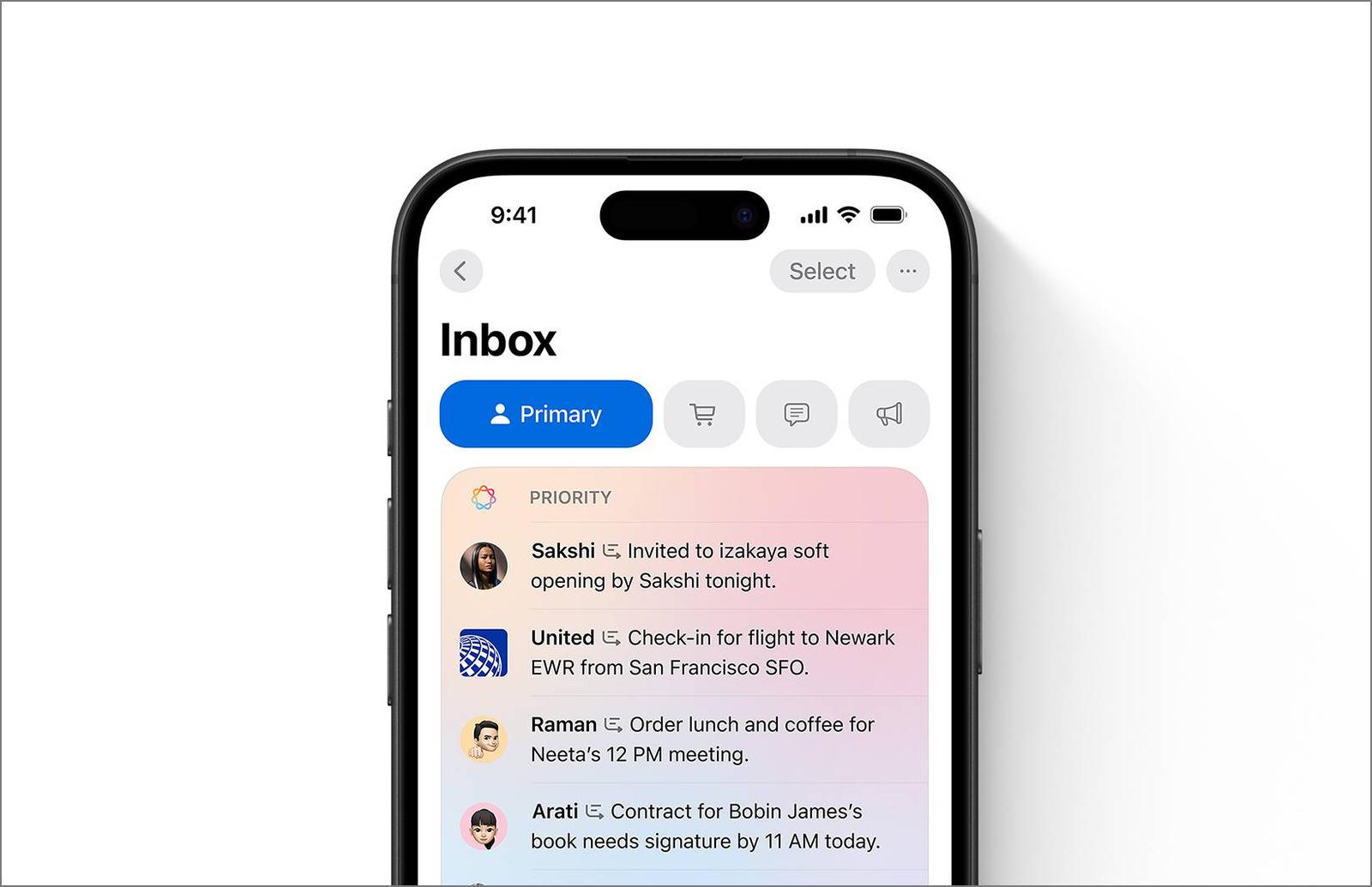 Priority Messages Apple intelligence