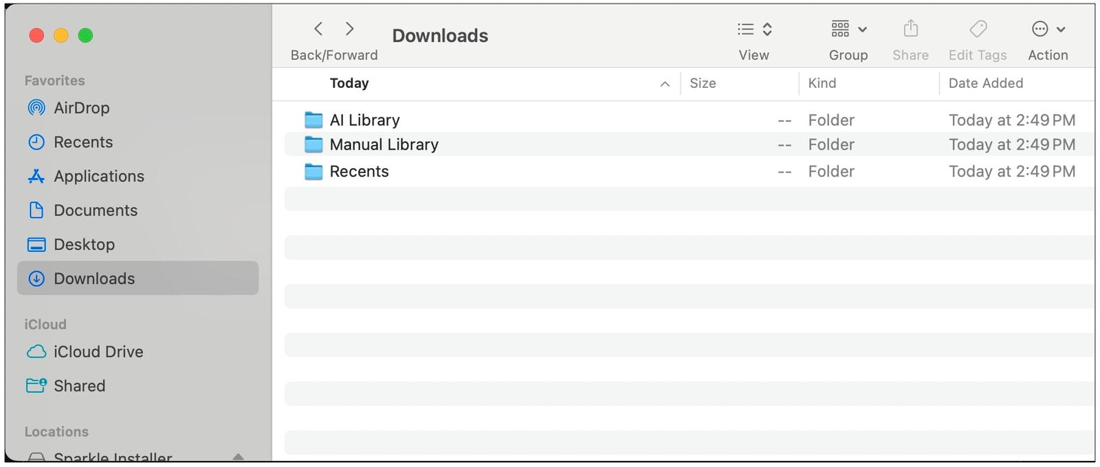 Recent folder Structure on Sparkle in Mac