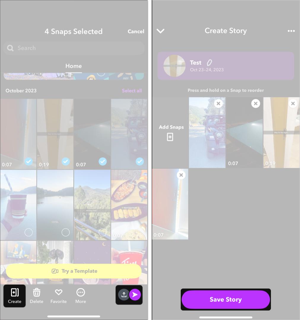 Save story on Snapchat