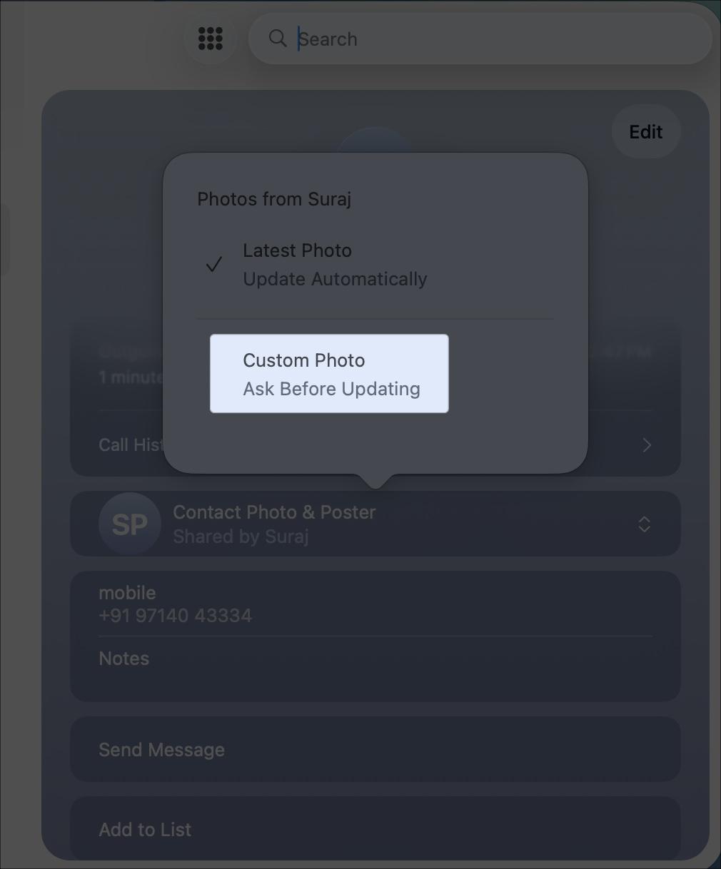 Set contact poster in phone app in macOS 26