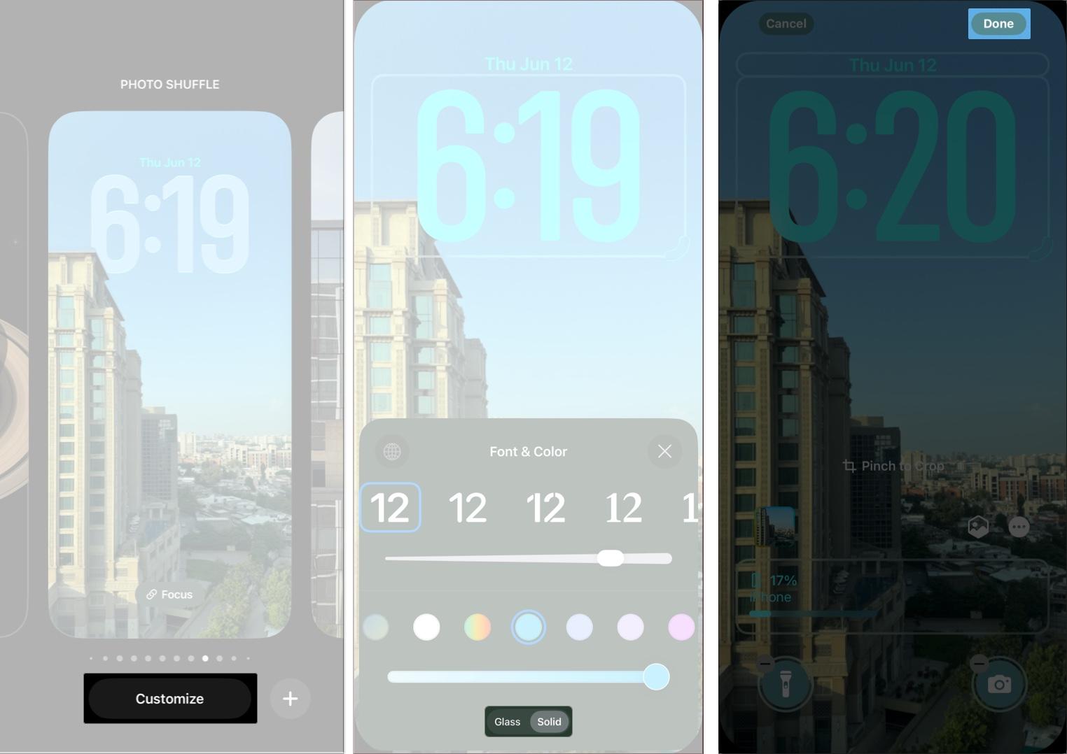 Solid clock style on lock screen in iOS 26