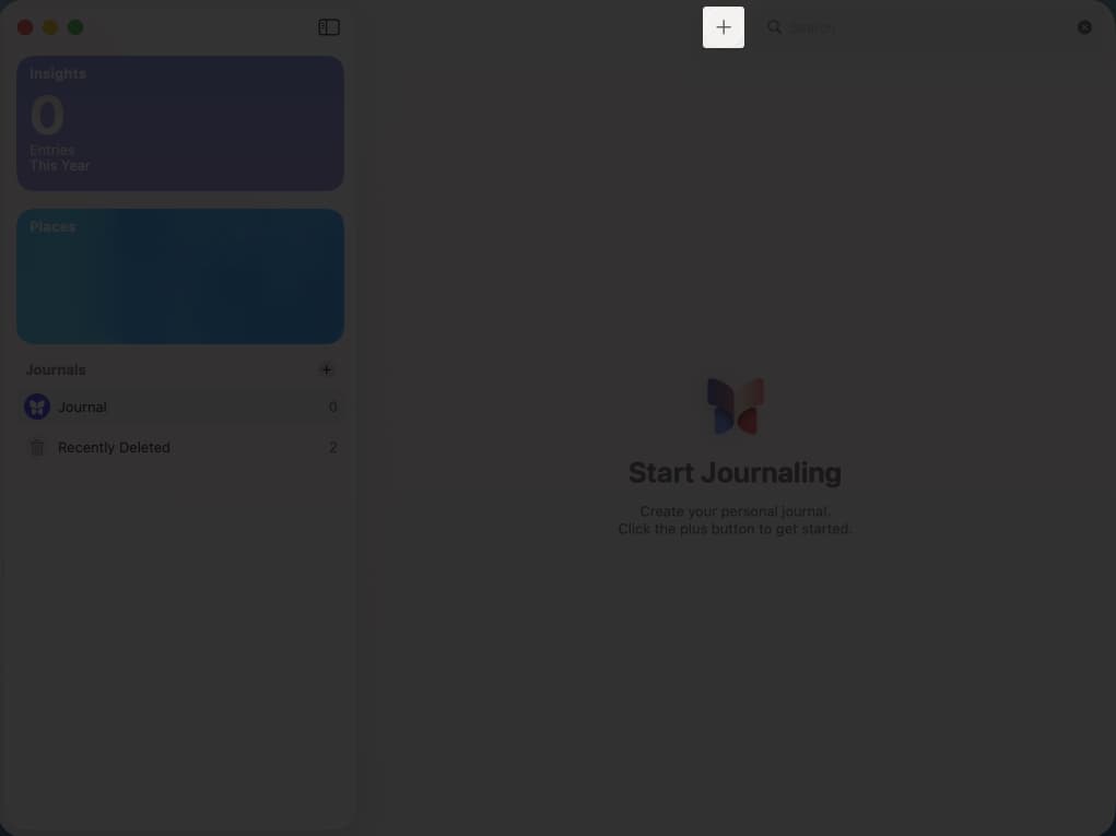 Tap the plus sign to create the new Journal