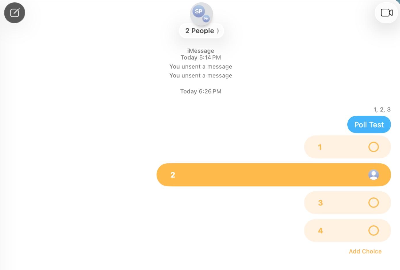 View the poll detail on message group chat on iOS 26