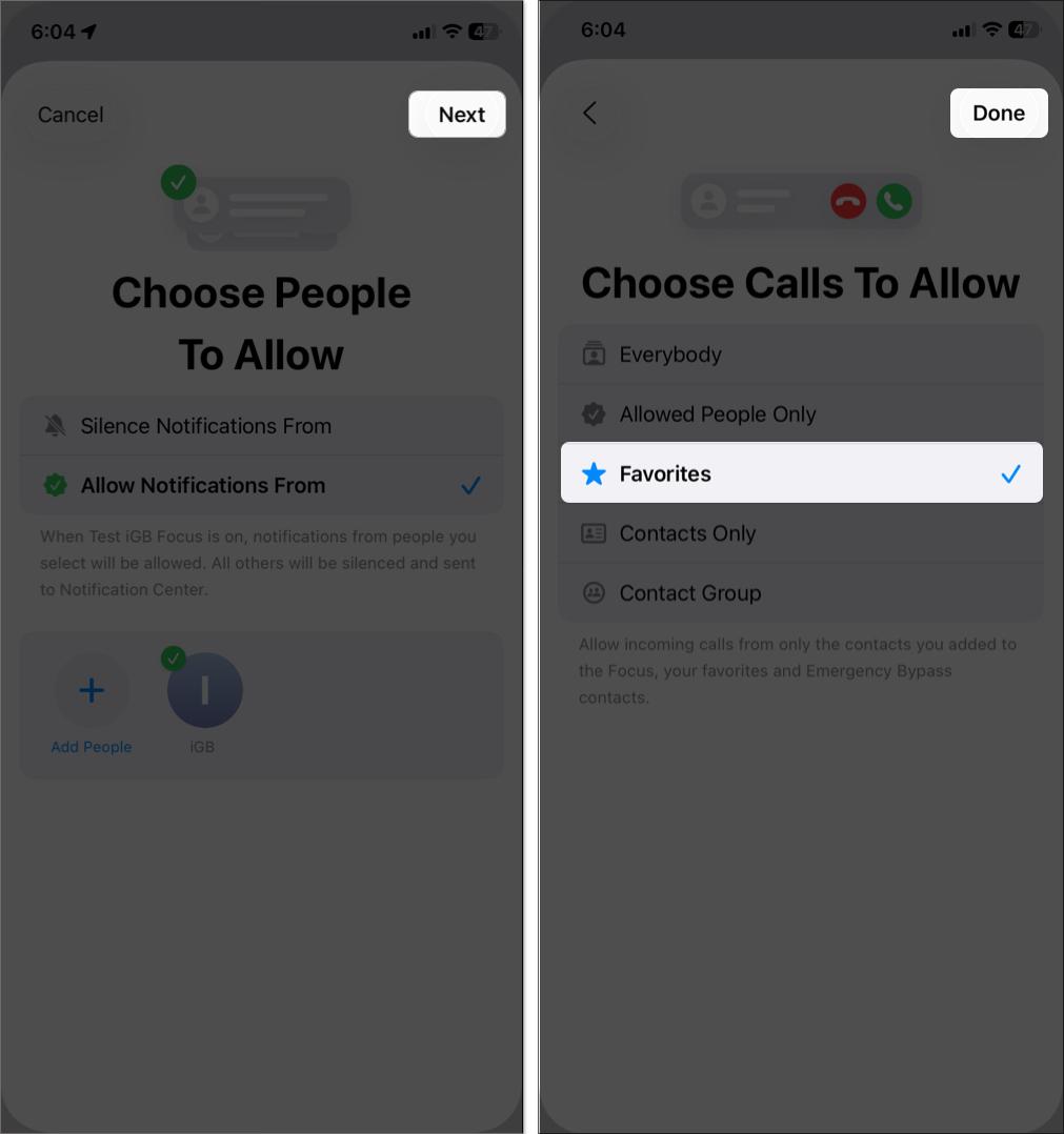 Allow or silence notifications from specific contacts