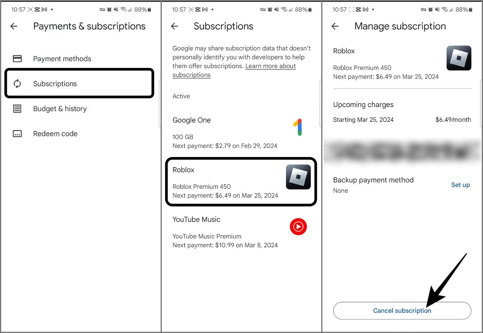 Cancel Roblox Premium Android