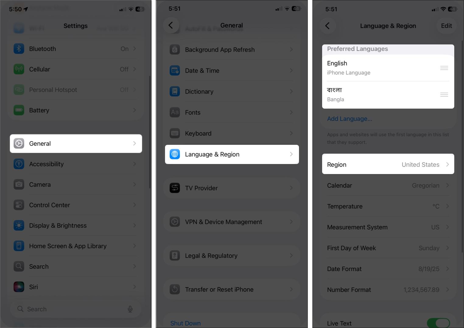 Check your region and language are supported on iPhone