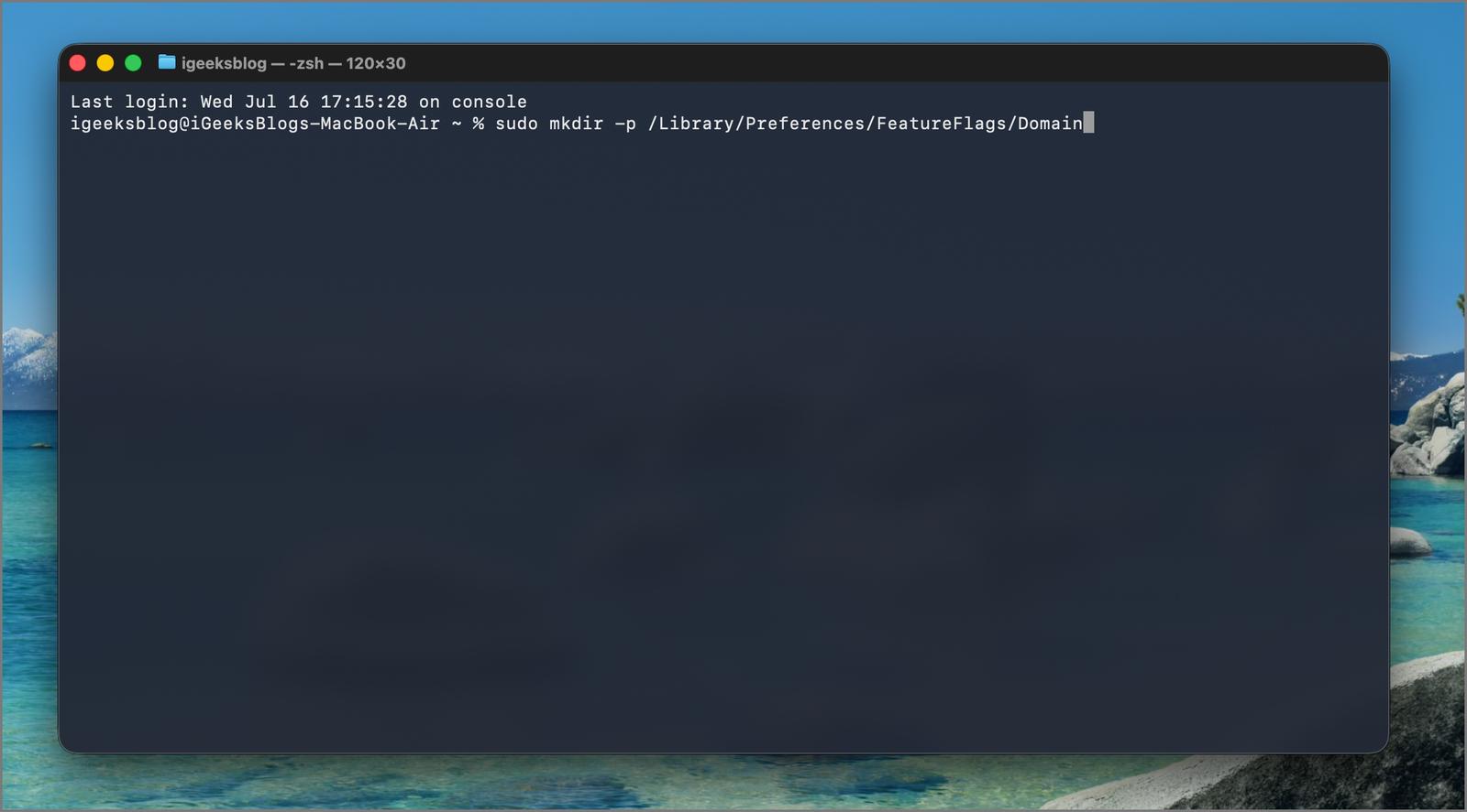 Terminal Command to make directory for Launchpad 